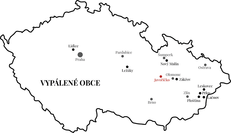 Mapa vypálených obcí